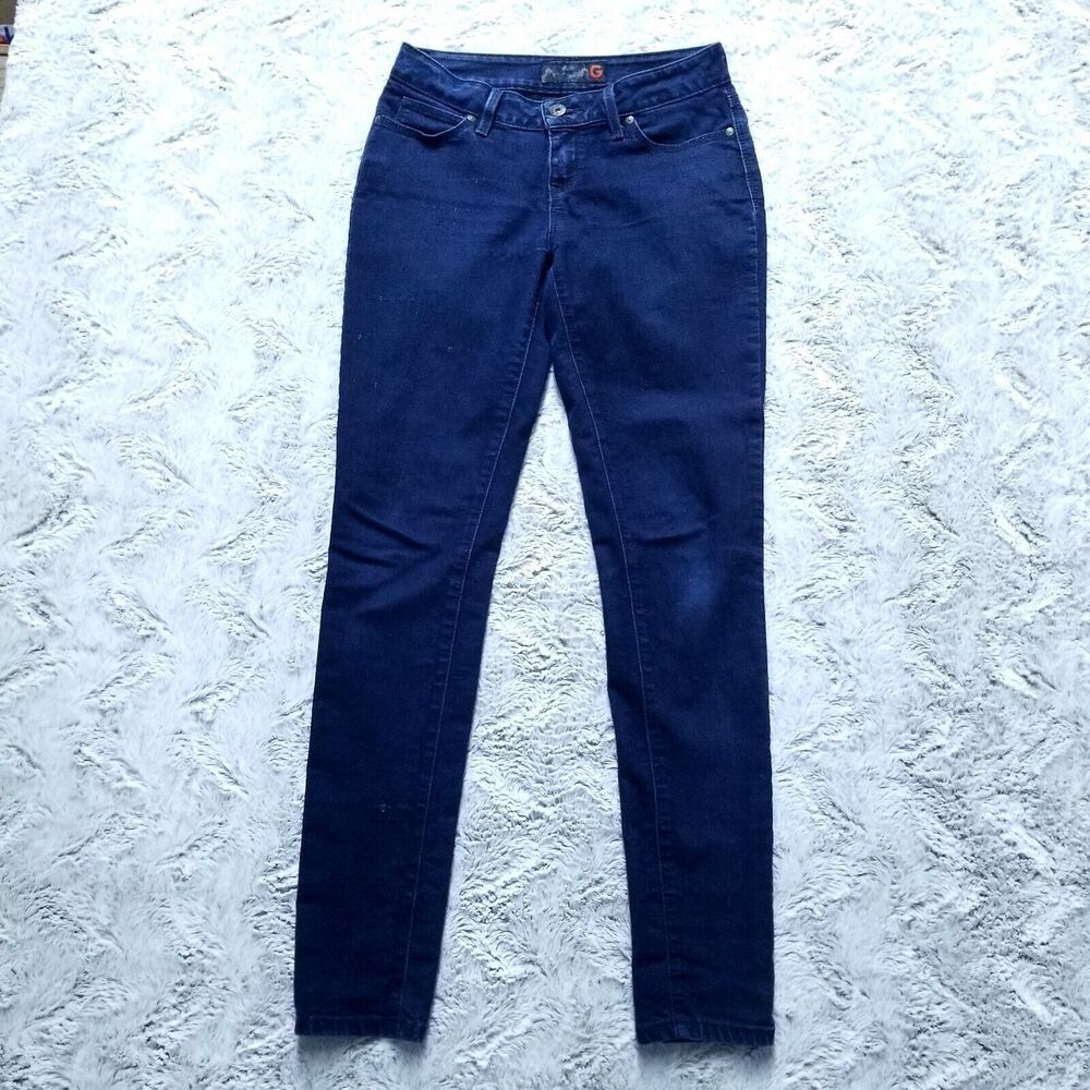 Guess Jeans Womens 27 Blue Slim Straight Skinny Dark Wash Denim